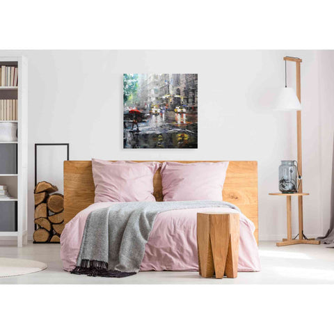 Image of 'Manhattan Red Umbrella' by Mark Lague, Canvas Wall Art,37 x 37