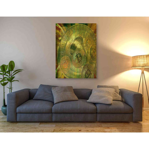 Image of 'Grunge Bitcoin' by Steve Hunziker, Canvas Wall Art,40 x 54