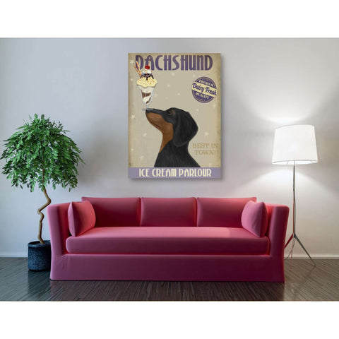 Image of 'Dachshund, Black and Tan, Ice Cream,' by Fab Funky, Giclee Canvas Wall Art