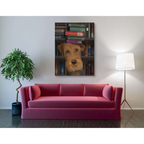 Image of 'Airedale and Books,' by Fab Funky, Giclee Canvas Wall Art