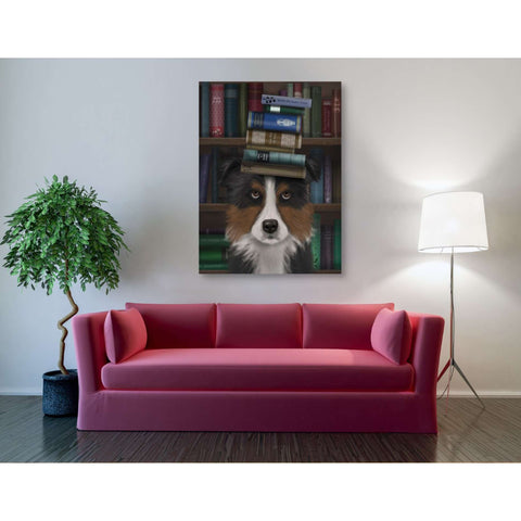 Image of 'Border Collie, Tricolour, and Books,' by Fab Funky, Giclee Canvas Wall Art
