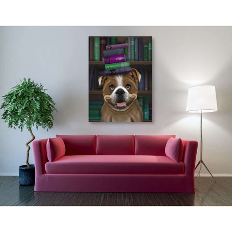 Image of 'English Bulldog And Books,' by Fab Funky, Giclee Canvas Wall Art