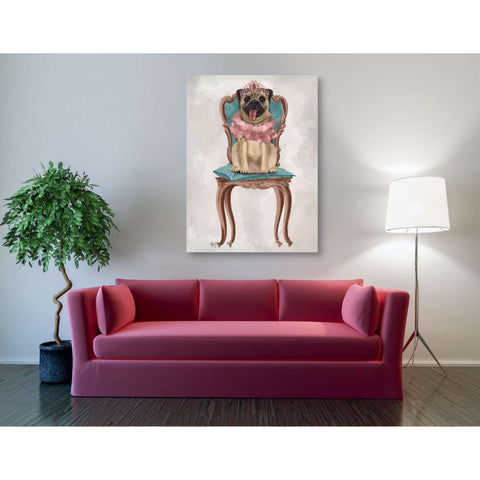 Image of 'Pug Princess on Chair' by Fab Funky, Giclee Canvas Wall Art