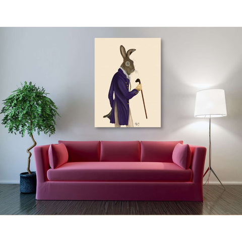 Image of 'Hare In Purple Coat' by Fab Funky, Giclee Canvas Wall Art
