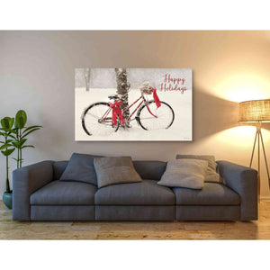 'Happy Holidays Snowy Bike' by Lori Deiter, Canvas Wall Art,54 x 40