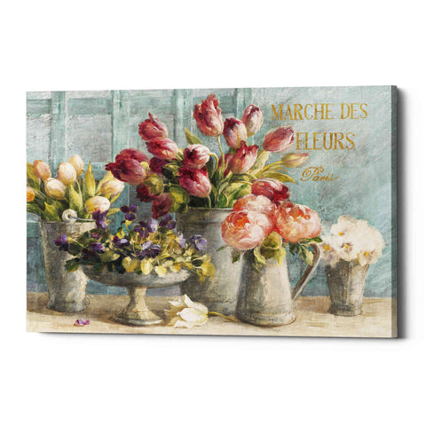 Image of 'Marche des Fleurs Blue Gold' by Danhui Nai, Canvas Wall Art