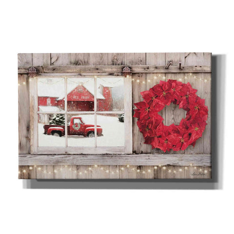 Image of 'Poinsettia Wreath Window View' by Lori Deiter, Canvas Wall Art,Size A Landscape