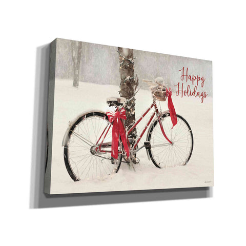 Image of 'Happy Holidays Snowy Bike' by Lori Deiter, Canvas Wall Art,Size B Landscape