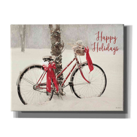 Image of 'Happy Holidays Snowy Bike' by Lori Deiter, Canvas Wall Art,Size B Landscape