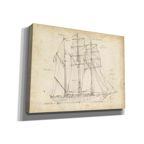 Image of 'Sailboat Blueprint I' by Ethan Harper Canvas Wall Art,Size B Landscape