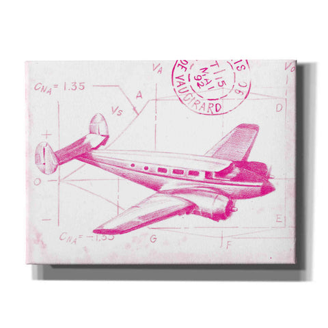 Image of 'Flight Schematic IV in Pink' by Ethan Harper Canvas Wall Art,Size B Landscape