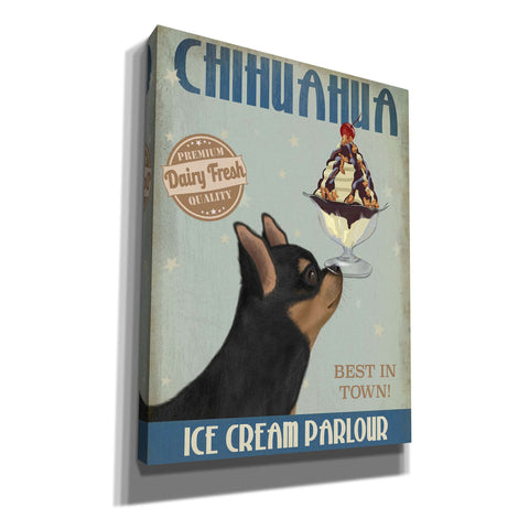 Image of 'Chihuahua, Black and Ginger, Ice Cream,' by Fab Funky, Giclee Canvas Wall Art