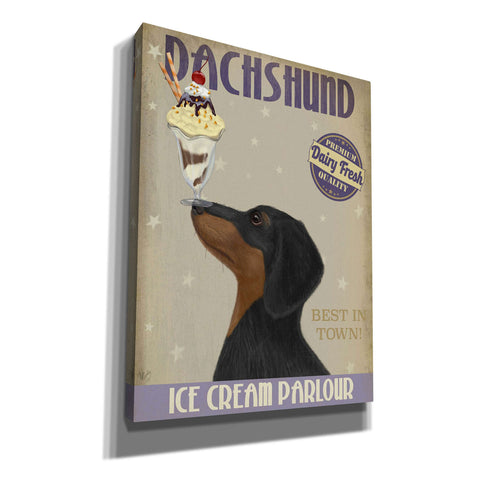 Image of 'Dachshund, Black and Tan, Ice Cream,' by Fab Funky, Giclee Canvas Wall Art