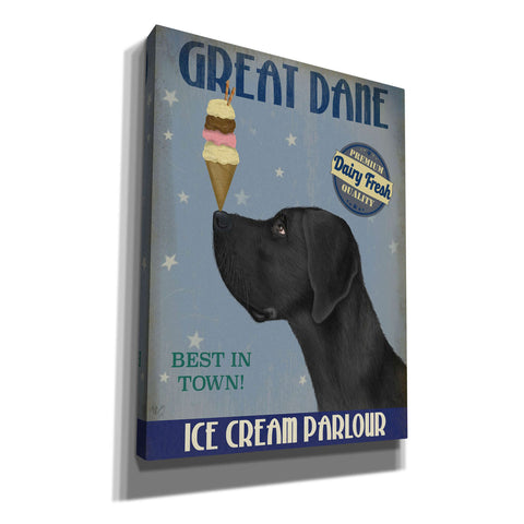 Image of 'Great Dane, Black, Ice Cream,' by Fab Funky, Giclee Canvas Wall Art