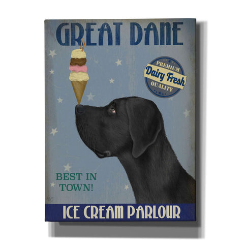 Image of 'Great Dane, Black, Ice Cream,' by Fab Funky, Giclee Canvas Wall Art