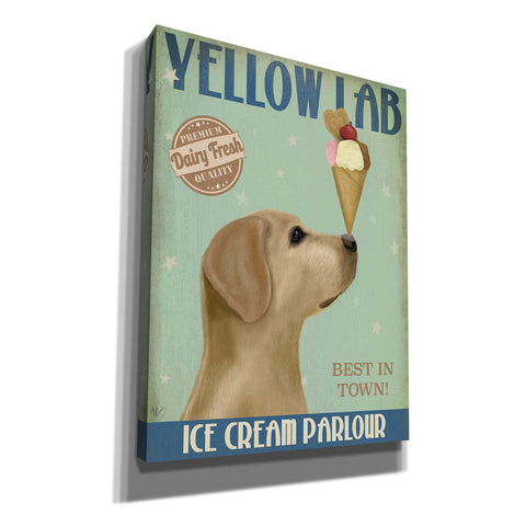 Image of 'Yellow Labrador Ice Cream,' by Fab Funky, Giclee Canvas Wall Art
