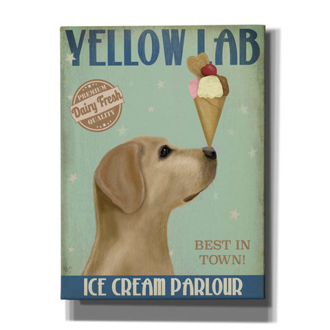 Image of 'Yellow Labrador Ice Cream,' by Fab Funky, Giclee Canvas Wall Art