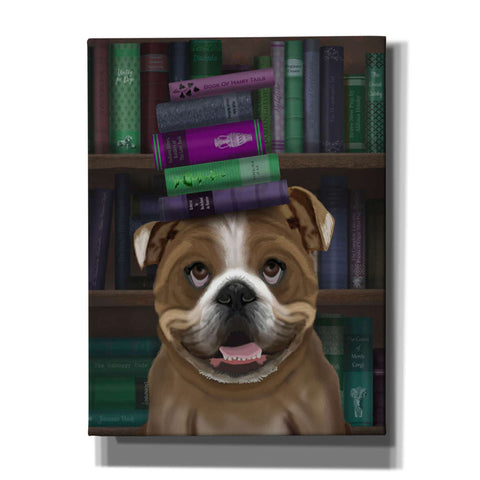 Image of 'English Bulldog And Books,' by Fab Funky, Giclee Canvas Wall Art