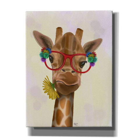 Image of 'Giraffe and Flower Glasses 3' by Fab Funky, Giclee Canvas Wall Art