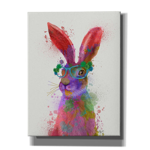 Image of 'Rainbow Splash Rabbit 2, Portrait' by Fab Funky, Giclee Canvas Wall Art
