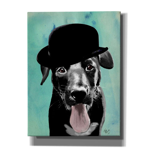 Image of 'Black Labrador in Bowler Hat' by Fab Funky, Giclee Canvas Wall Art