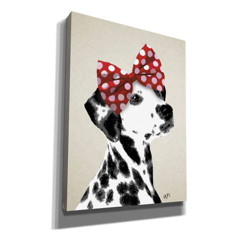 Image of 'Dalmatian With Red Bow' by Fab Funky, Giclee Canvas Wall Art