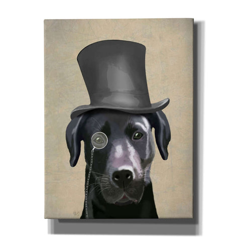 Image of 'Black Labrador, Formal Hound and Hat' by Fab Funky, Giclee Canvas Wall Art