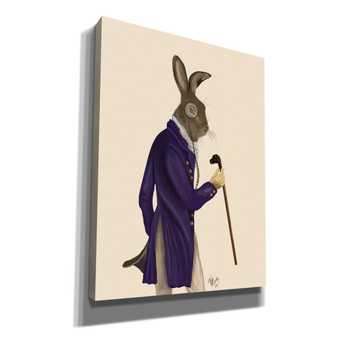 Image of 'Hare In Purple Coat' by Fab Funky, Giclee Canvas Wall Art
