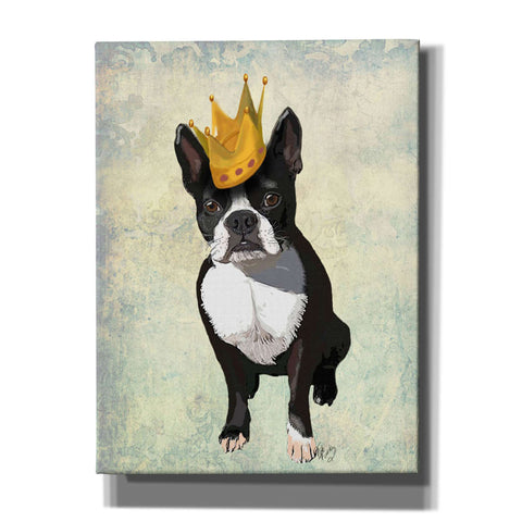 Image of 'Boston Terrier and Crown' by Fab Funky, Canvas Wall Art