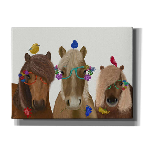 Image of 'Horse Trio with Flower Glasses' by Fab Funky, Giclee Canvas Wall Art