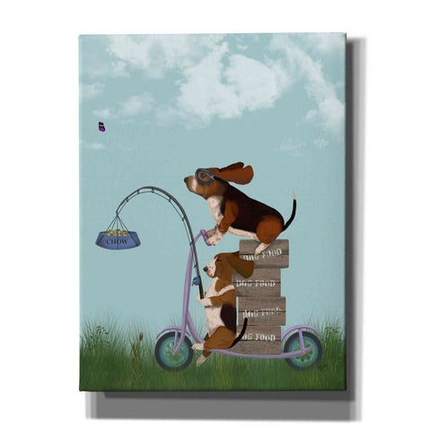 Image of 'Basset Hound Scooter' by Fab Funky Giclee Canvas Wall Art