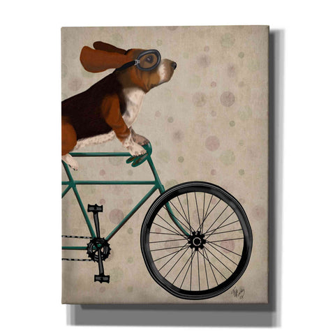 Image of 'Basset Hound on Bicycle' by Fab Funky Giclee Canvas Wall Art