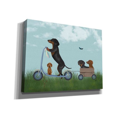 Image of 'Dachshund Scooter' by Fab Funky Giclee Canvas Wall Art