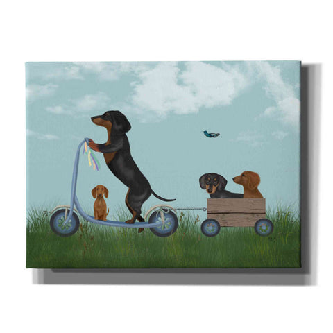 Image of 'Dachshund Scooter' by Fab Funky Giclee Canvas Wall Art