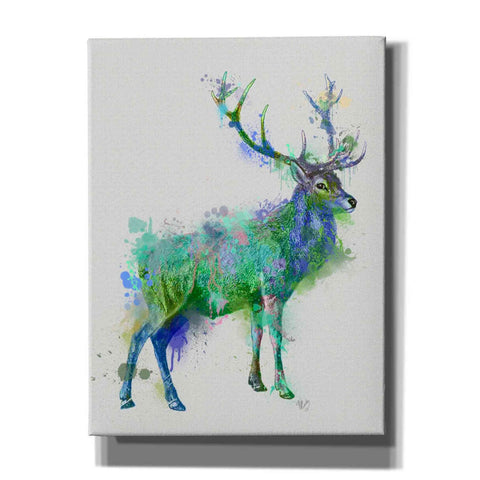 Image of 'Deer 1 Rainbow Splash Green Blue' by Fab Funky Canvas Wall Art