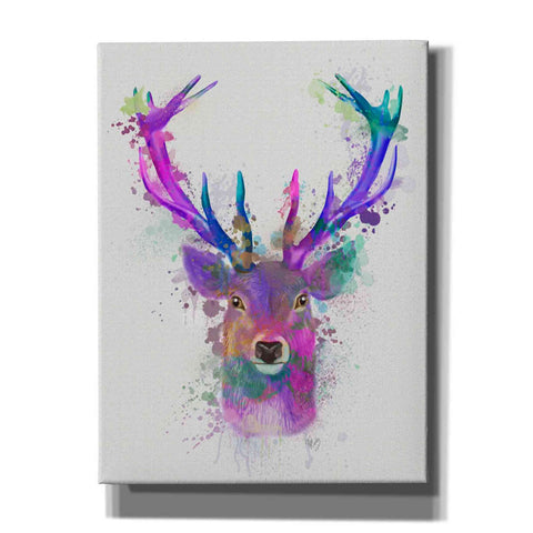 Image of 'Deer Head 1 Rainbow Splash Pink and Purple' by Fab Funky Giclee Canvas Wall Art