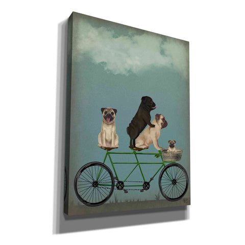 Image of 'Pug Tandem' by Fab Funky Giclee Canvas Wall Art