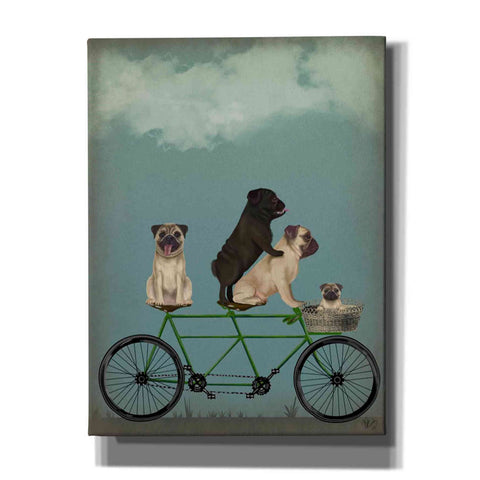 Image of 'Pug Tandem' by Fab Funky Giclee Canvas Wall Art