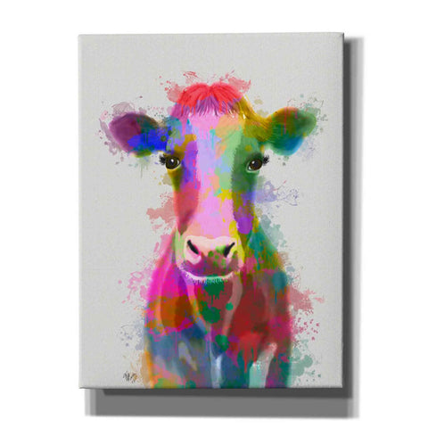 Image of 'Rainbow Splash Cow' by Fab Funky Giclee Canvas Wall Art