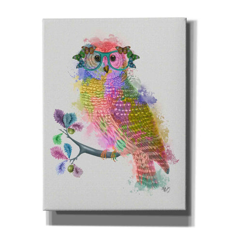 Image of 'Rainbow Splash Owl' by Fab Funky Giclee Canvas Wall Art