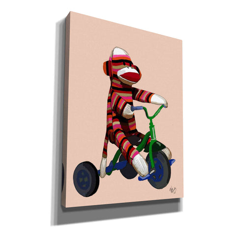 Image of 'Sock Monkey Tricycle' by Fab Funky Giclee Canvas Wall Art