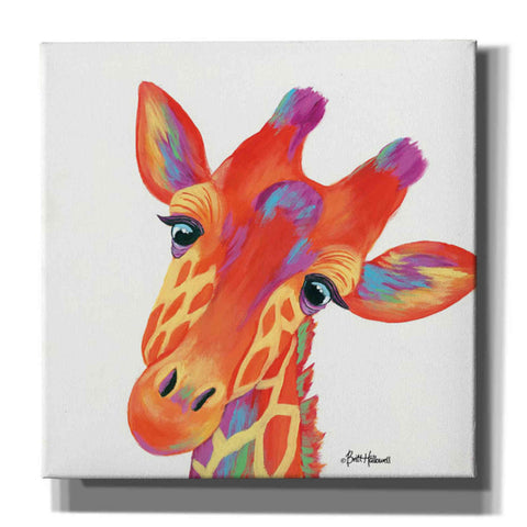 Image of 'Cheery Giraffe' by Britt Hallowell, Canvas Wall Art,Size 1 Square