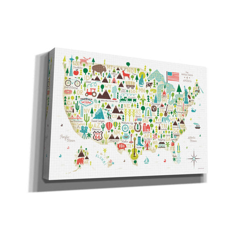 Image of 'Illustrated USA' by Michael Mullan, Canvas Wall Art