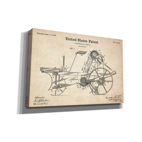 Image of 'Corn Harvester Blueprint Patent Parchment' Canvas Wall Art,Size A Landscape