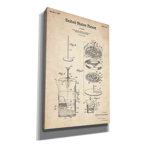 Image of 'Coffee Brewer Blueprint Patent Parchment' Canvas Wall Art,Size A Portrait