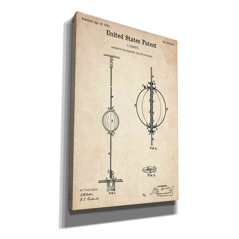 Image of 'Apparatus to Teach Boxing Blueprint Patent Parchment' Canvas Wall Art,Size A Portrait