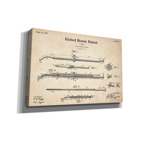 Image of 'Amalgam-Dentist Equipment Blueprint Patent Parchment' Canvas Wall Art,Size A Landscape