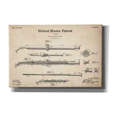 Image of 'Amalgam-Dentist Equipment Blueprint Patent Parchment' Canvas Wall Art,Size A Landscape