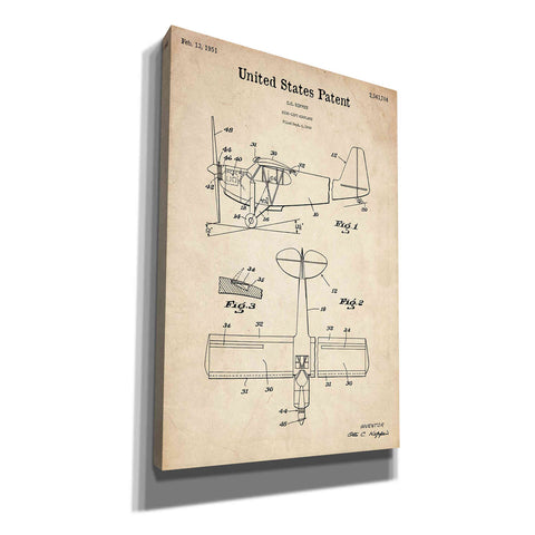 Image of 'High-Life Airplane Blueprint Patent Parchment' Canvas Wall Art,Size A Portrait