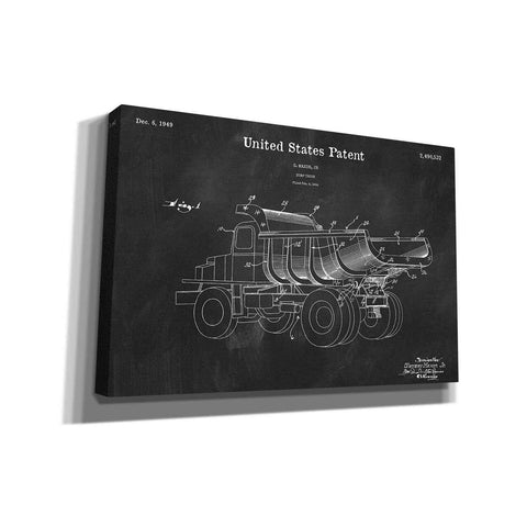 Image of 'Dump Truck Blueprint Patent Chalkboard' Canvas Wall Art,Size A Landscape